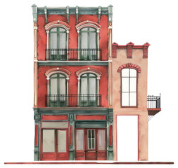 Fototapeta premium PNG Vintage urban architectural illustration