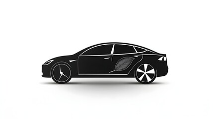 Fototapeta premium Sleek Electric Car with Leaf Design on White Background,Sustainable Transportation Concept