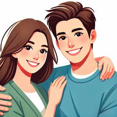 Smiling Couple Posing Together
