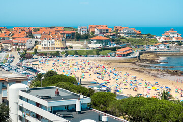 Fototapeta premium Panoramic view of famous travel destination Comillas village in Cantabria, Spain. High quality photo