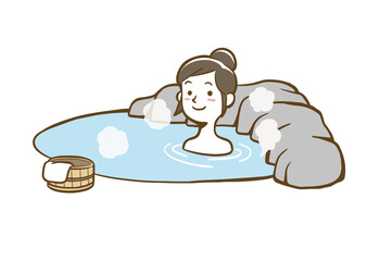 温泉を楽しむ女性