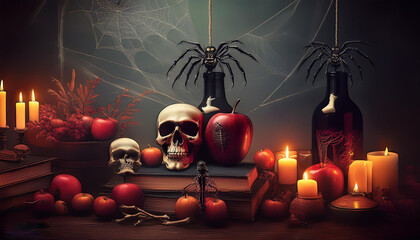 Halloween with candles and decorations