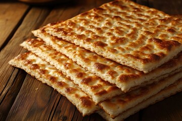 Fototapeta premium The historical roots of matzah (classic jewish flatbread)