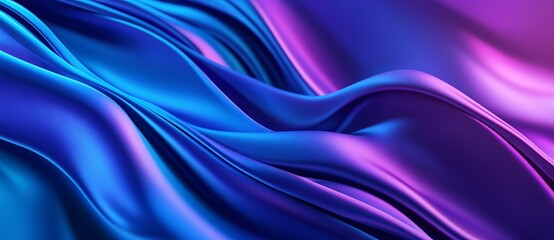 Obraz premium Futuristic Blue and Purple Gradient Background with Smooth Wave Lines. AI generated illustration