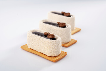 Ready to eat. Delicious cake against white background