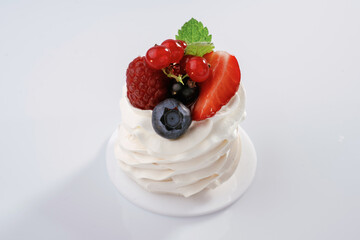 Served, ready to eat. Seasonal delicious tart against white background