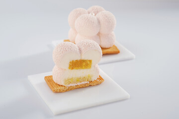 Professional bakery. Delicious cake against white background