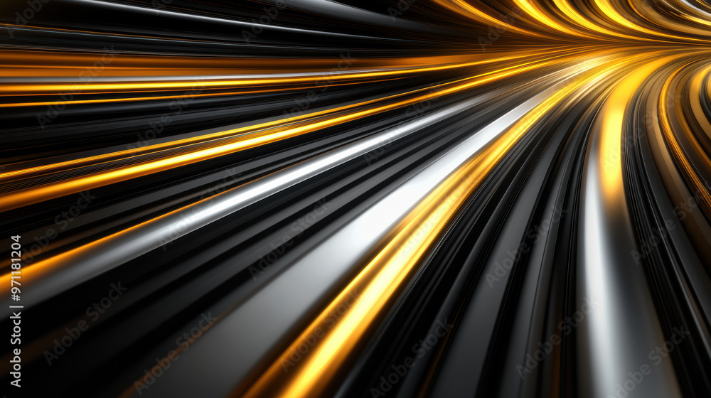 Aufkleber dynamic abstract background featuring sweeping black and gold lines converging in motion, creating a