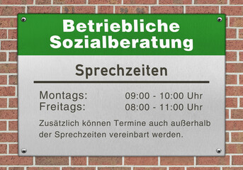 Betriebliche Sozialberatung, Hausschild, (Symbolbild)