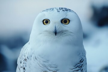 Stunning Snowy Owl with Bright Yellow Eyes in Winter Landscape - Wildlife Photography for Conservation Awareness and Education
