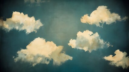 Vintage background in the blue shade with clouds