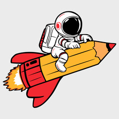 Astronaut Riding Rocket Pencil