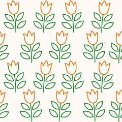 Hand drawn tulip flower pattern