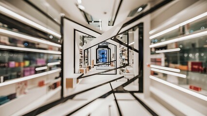 Fototapeta premium Store, shopping mall abstract defocused blurred background