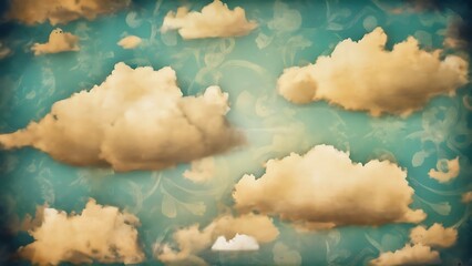 Vintage background in the blue shade with clouds