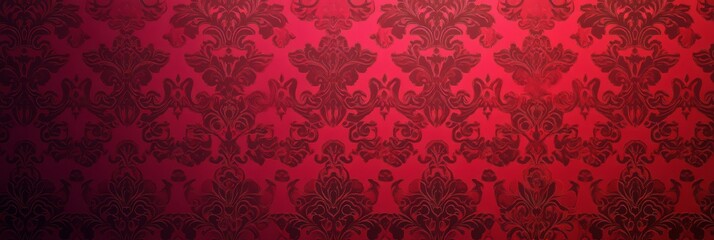 Abstract, baroque wallpaper pattern design. Red floral Victorian wallpaper background wall in grunge vintage / retro style.