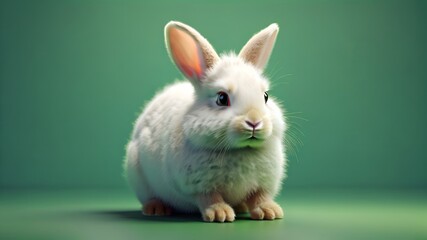 Obraz premium white rabbit on a blue background, Cute Easter bunny