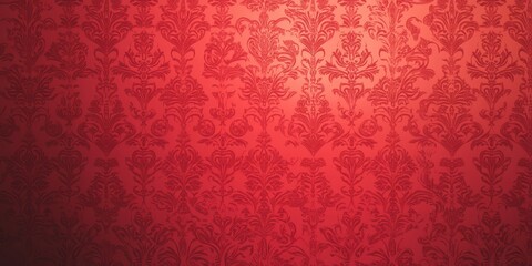Abstract, baroque wallpaper pattern design. Red floral Victorian wallpaper background wall in grunge vintage / retro style.