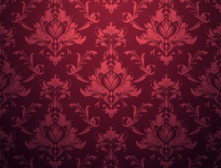 Fototapeta premium Abstract, baroque wallpaper pattern design. Red floral Victorian wallpaper background wall in grunge vintage / retro style.