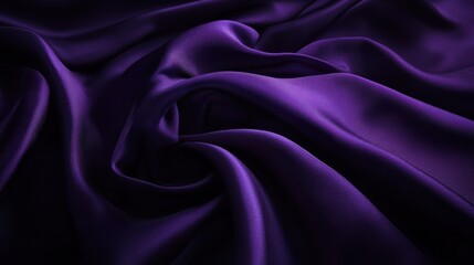 Obraz premium A dark purple silk fabric draped elegantly on a table, with soft lighting highlighting the luxurious texture