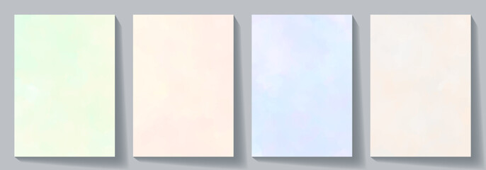 Watercolor vector background set for card, flyer, poster, catalog, banner and cover design. Hand drawn pastel color illustration for your design. Light watercolor texture background with brush strokes