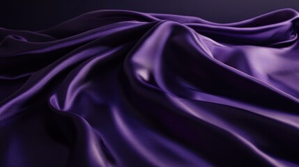 Obraz premium A dark purple silk fabric draped elegantly on a table, with soft lighting highlighting the luxurious texture