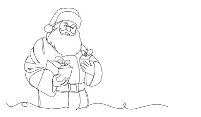 Santa Claus Christmas Mascot in line art