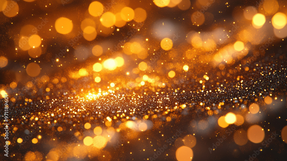 Poster abstract background with golden bokeh lights, creating a shimmering and festive atmosphere perfect f