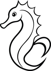 Curved Tail Sea Horse Vector Art Coloring Book
