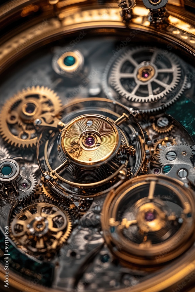 Aufkleber Skeleton watch movement showing intricate gears and mechanical parts