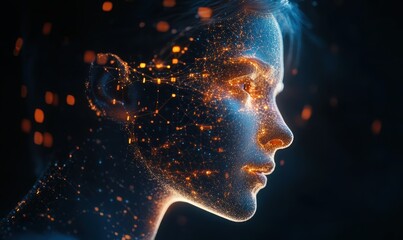Obraz premium Holographic financial advisor, symbolizing AI-driven personal finance