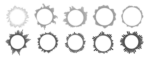 Round sound wave set. Sound wave icon set. Vector