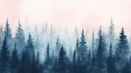 Fototapeta premium Misty Pine Forest.