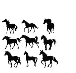 Horse Silhouettes Collection Vector Art.