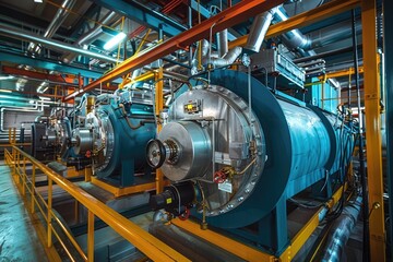 Large industrial autoclave is running inside a plant