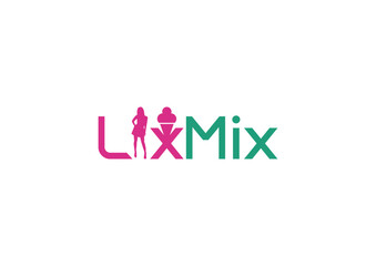 LixMix, ice cream, woman, beauty, pink, green, letter, text, creative, professional, template, logo, idea., symbol, word, icon, vector, design, concept, sign