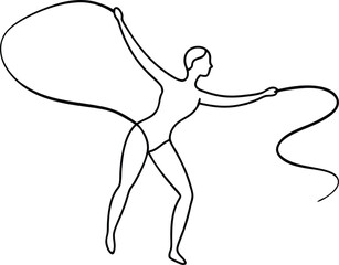 Colorful Rhythmic Gymnast With Ribbon Fun Vector Art for Kids
