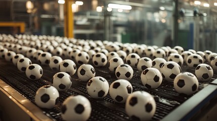 Obraz premium Production of football balls in a factory