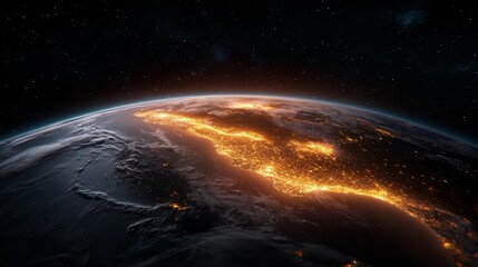 Fototapeta premium A global network of glowing connections across the Earth