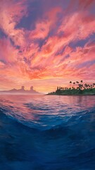 Obraz premium Incredibly and amazing beautiful sunset on the ocean. Bali Island in Indonesia
