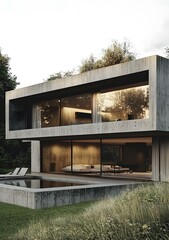 Modern Architecture with Concrete and Glass Design