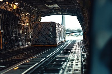 Cargo plane being loaded with supplies for delivery