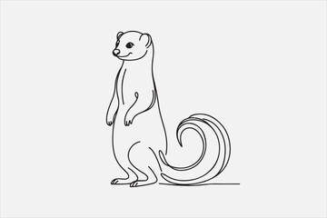 A mongoose one  line art with white background.