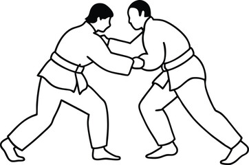 Judo Champions Vector Shapes Coloring Fun for Kids
