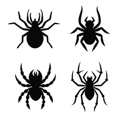 Elegant spider icons silhouette vector.