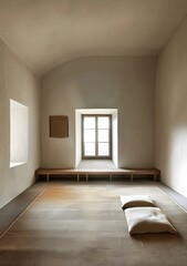 Obraz premium Minimalist Interior Design with Natural Light and Textured Materials