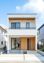 Modern Two Story House with Wooden Accents