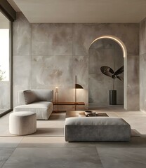 Modern Living Room Interior Design with Arch and Sofa
