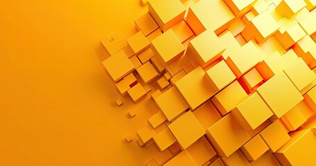 A vibrant arrangement of 3D yellow cubes against a matching background, creating a modern and dynamic visual effect.