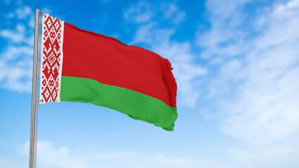 azerbaijan flag in the blue sky.azerbaijan 3d flag floating in the wind with a blue sky in the background